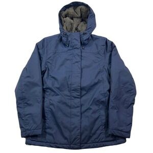 LL Bean Winter Warmer Jacket Womens XS Blue Fleece Lined Insulated Wind Water
